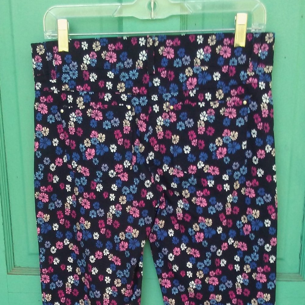 Floral Cotton Stretch Crop Pants
